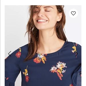 Madewell Silk Ruffle-Sleeve Top in Cactus Flower